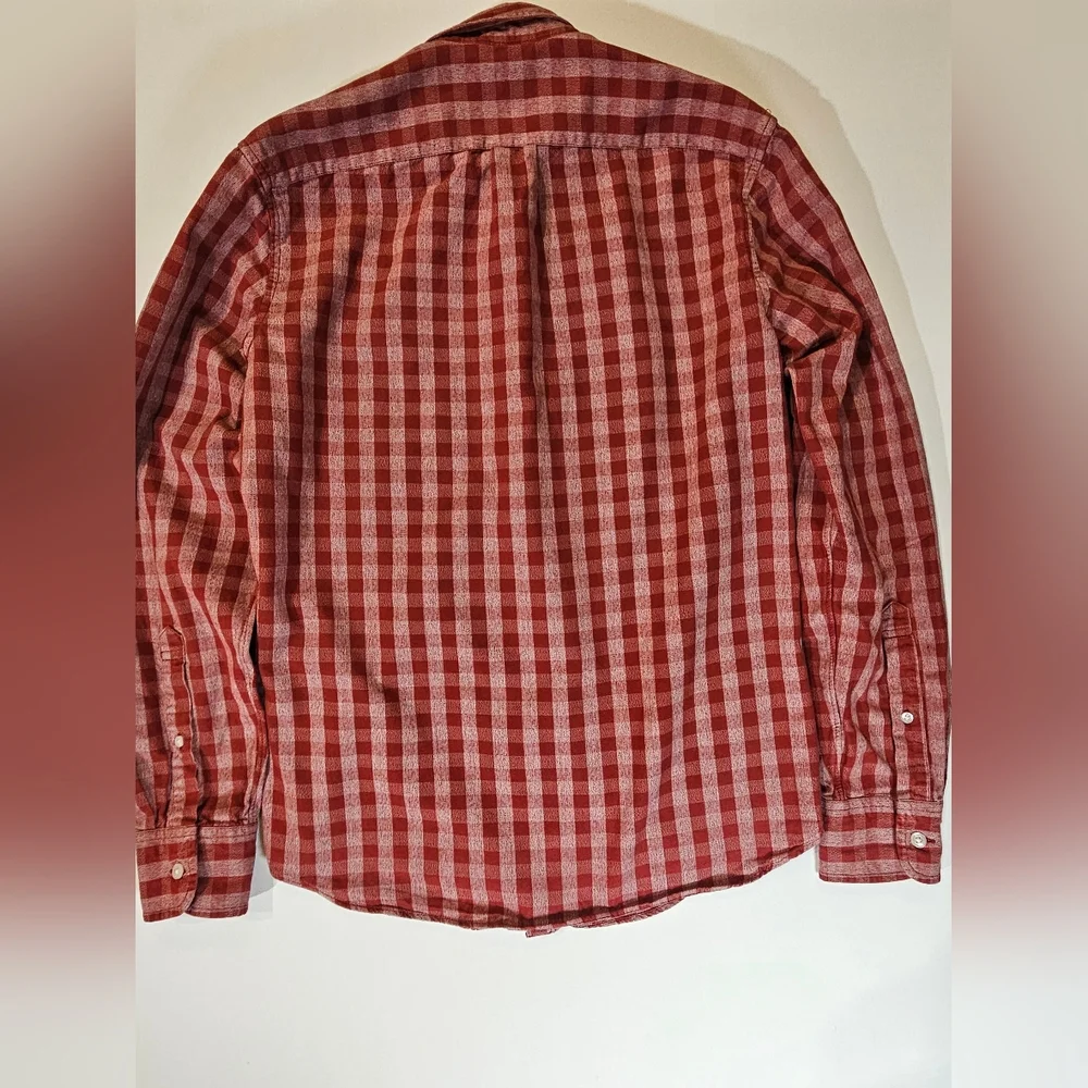 J.‎ Crew Mens Button Down Shirt Small Red White Checker Plaid Slim Fit